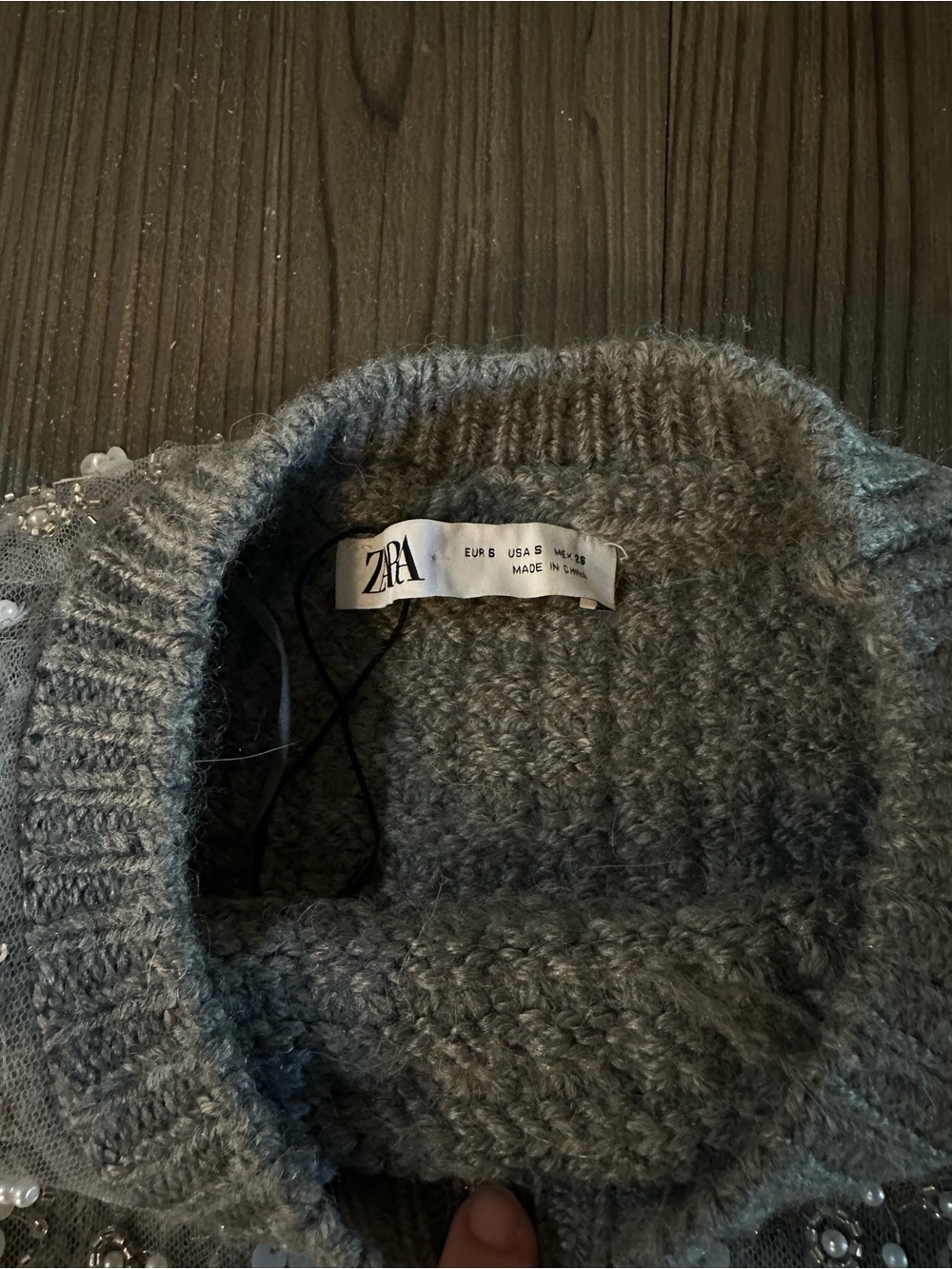 Zara Grey Beaded Knit Sleeveless Vest - Picture 4 of 6